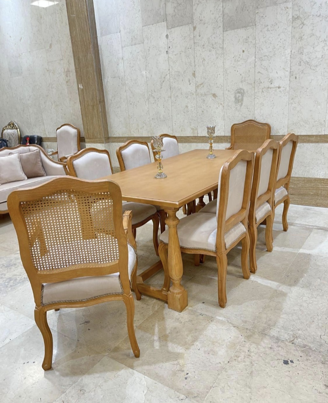میزوصندلی شش نفره کلاسیک چوب راش